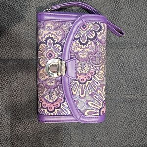 Vera Bradley Purple and Cream Floral Clutch